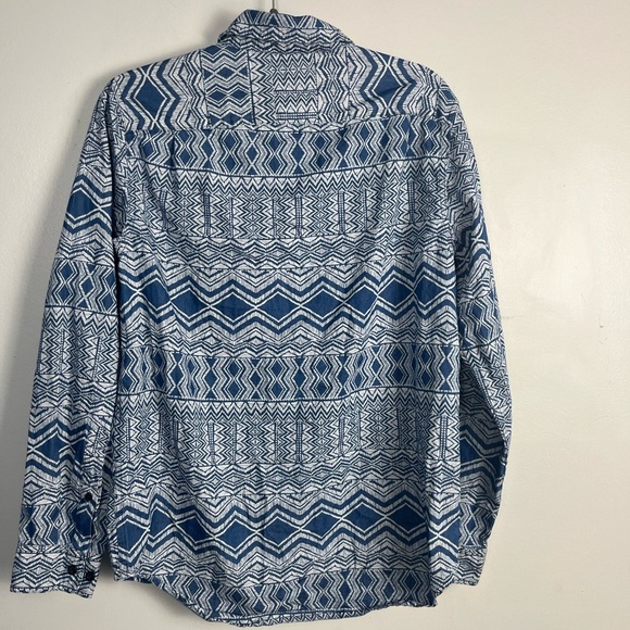 Houston White Adult Long Sleeve African Woven Button-Down Shirt - Blue Size S - Picture 4 of 6